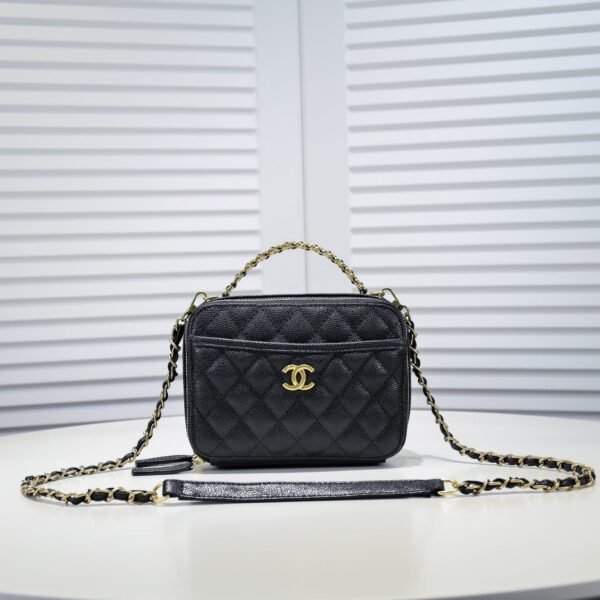 Chanel Caviar alphabet Camera chain crossbody black handle bag