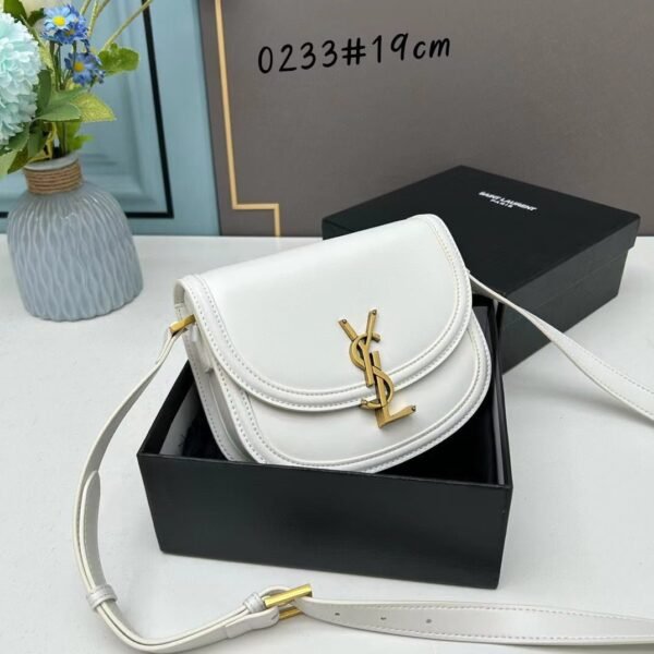 YSL saddle cowhide leather shoulder bag 0233 white size: 19*16*6cm
