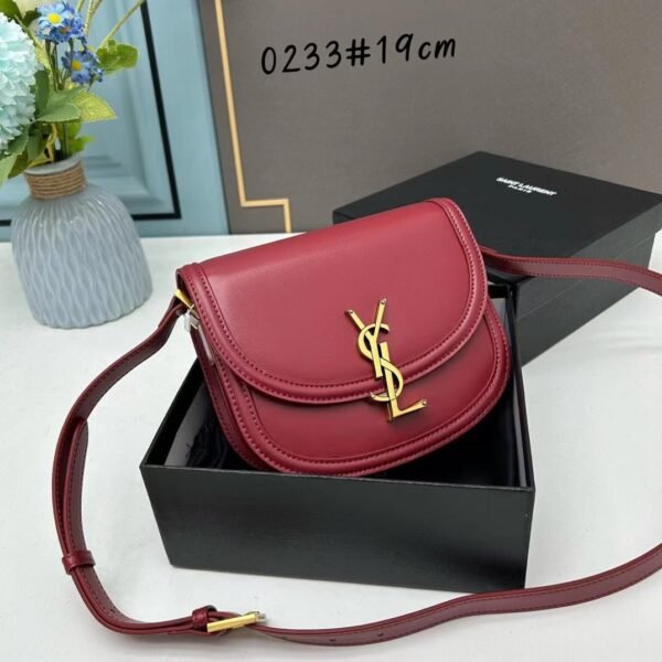 YSL saddle cowhide leather shoulder bag 0233 wine red size: 19*16*6cm
