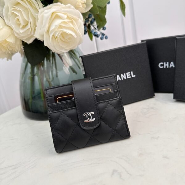 Chanel leather short card bag with gold and sliver hardware 609 size: 12*9cm