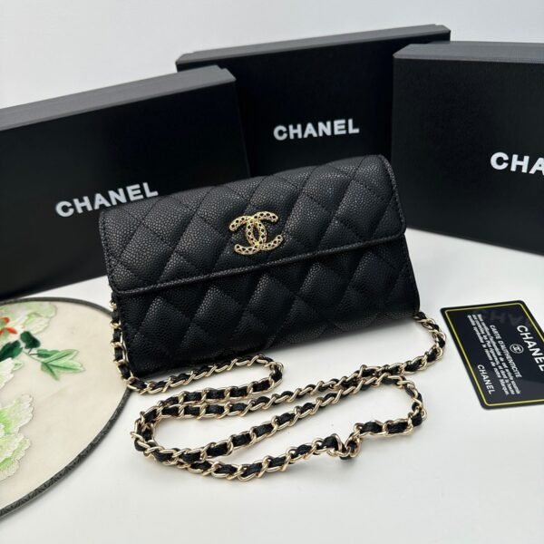 Chanel Rhombus caviar cowhide chain crossbody bag black 8001 size: 18*10.5*3.5 cm