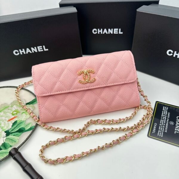 Chanel Rhombus caviar cowhide chain crossbody bag pink 8001 size: 18*10.5*3.5 cm