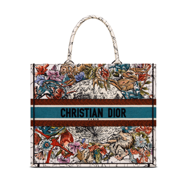 DIOR / LARGE DIOR BOOK TOTE Latte Multicolor Dior Zodiac Embroidery (42 x 35 x 18.5 cm)  M1286ZRHP_M941