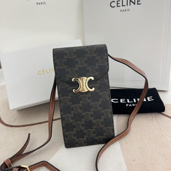 CELINE Mobile phone bag with leather strap Size: 10*2*19cm
