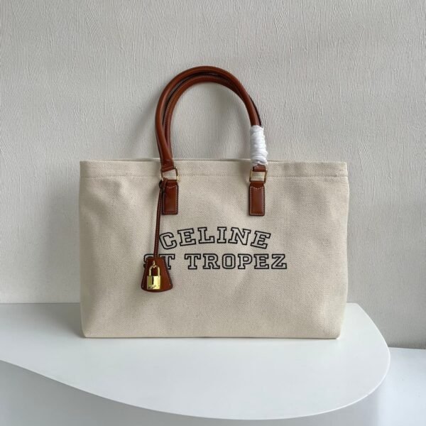 CELINE horizontal printed canvas and calfskin handbag brown 1168 Size: 44*32*16cm