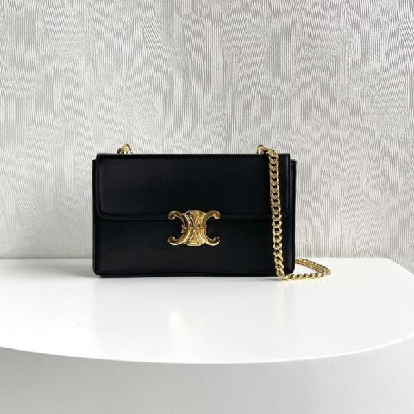 CELINE Arc de Triomphe Black with Chain 8067 size: 22 X 13.5 X 6cm