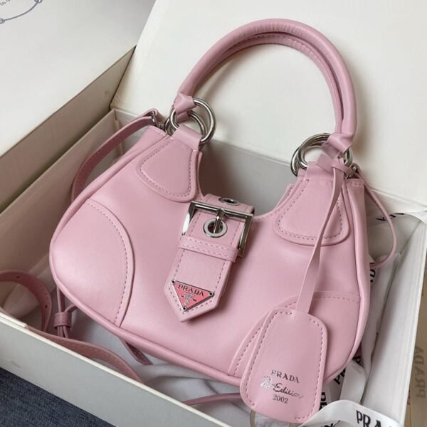 Prada leather Underarm bag pink 1BA381 size: 22.5cm