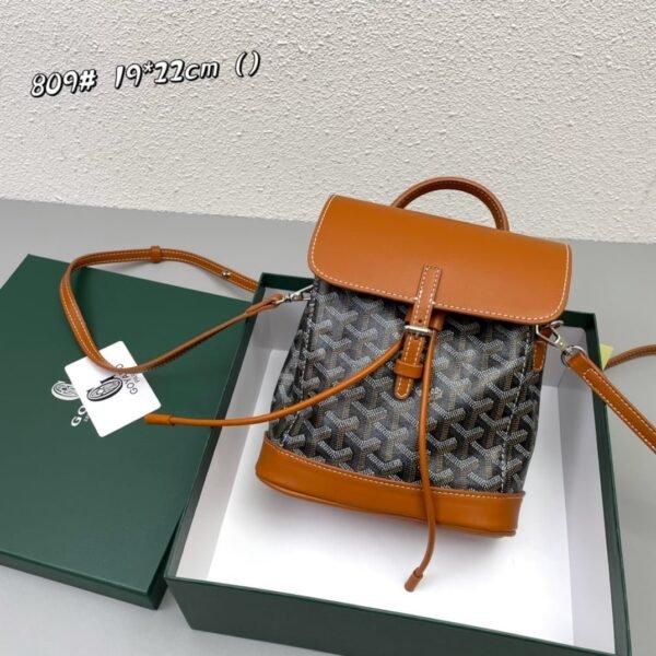 Goyard goyardalpin mini backpack Brown with black Size: 8.5*18.5*21.5cm