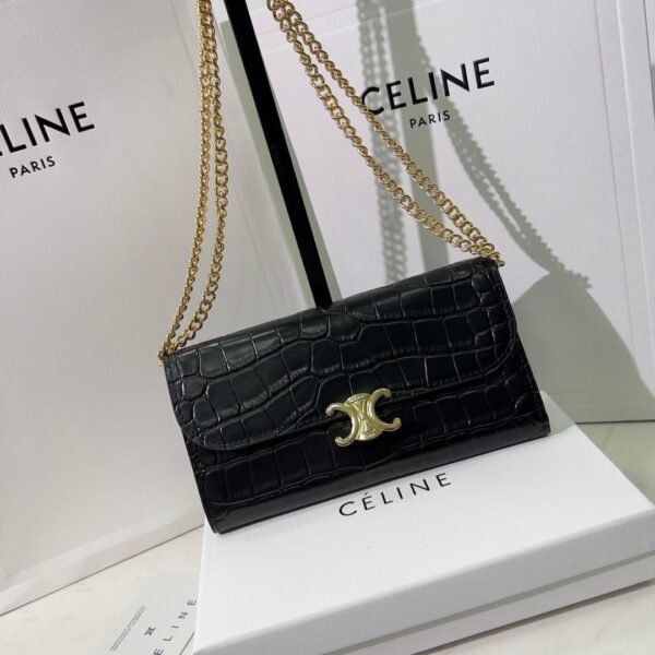 CELINE Crocodile pattern Chain bag 621663 Size:19*10.5*3.5cm