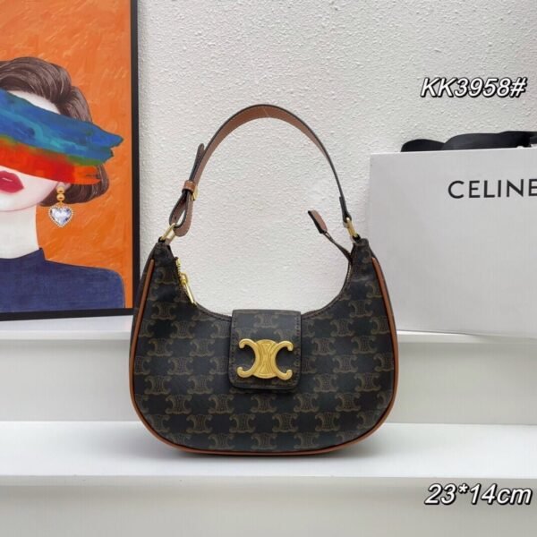 CELINE Arc de Triomphe Presbyopia pattern black Shoulder bag Underarm bag 3958 Size: 24*13cm