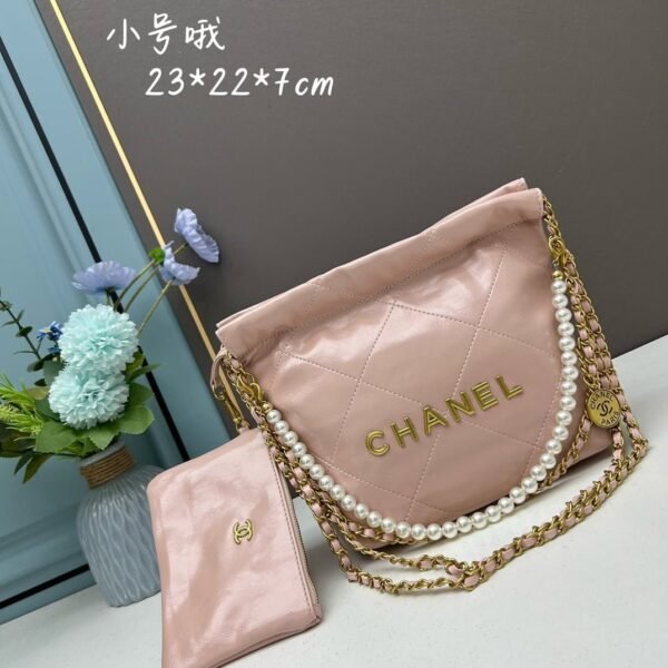 CHANEL Pearl garbage bag pink size: 23*28*22*7cm