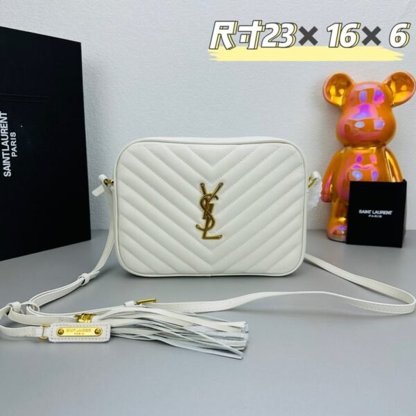 YSL MONOGRAM SAINT LAURENT LOU quilted leather camera bag white with gold hardware 520534 size: 23*16*6CM