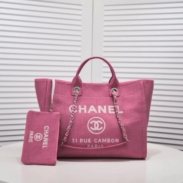 Chanel new beach bag denim bag pink with little wallet size: 48*38*30*14cm